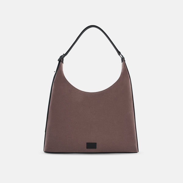DANNY FLATIRON BAG LARGE CANVAS CACAO/BLACK