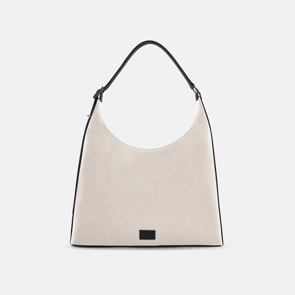 DANNY FLATIRON BAG LARGE CANVAS SAND/BLACK