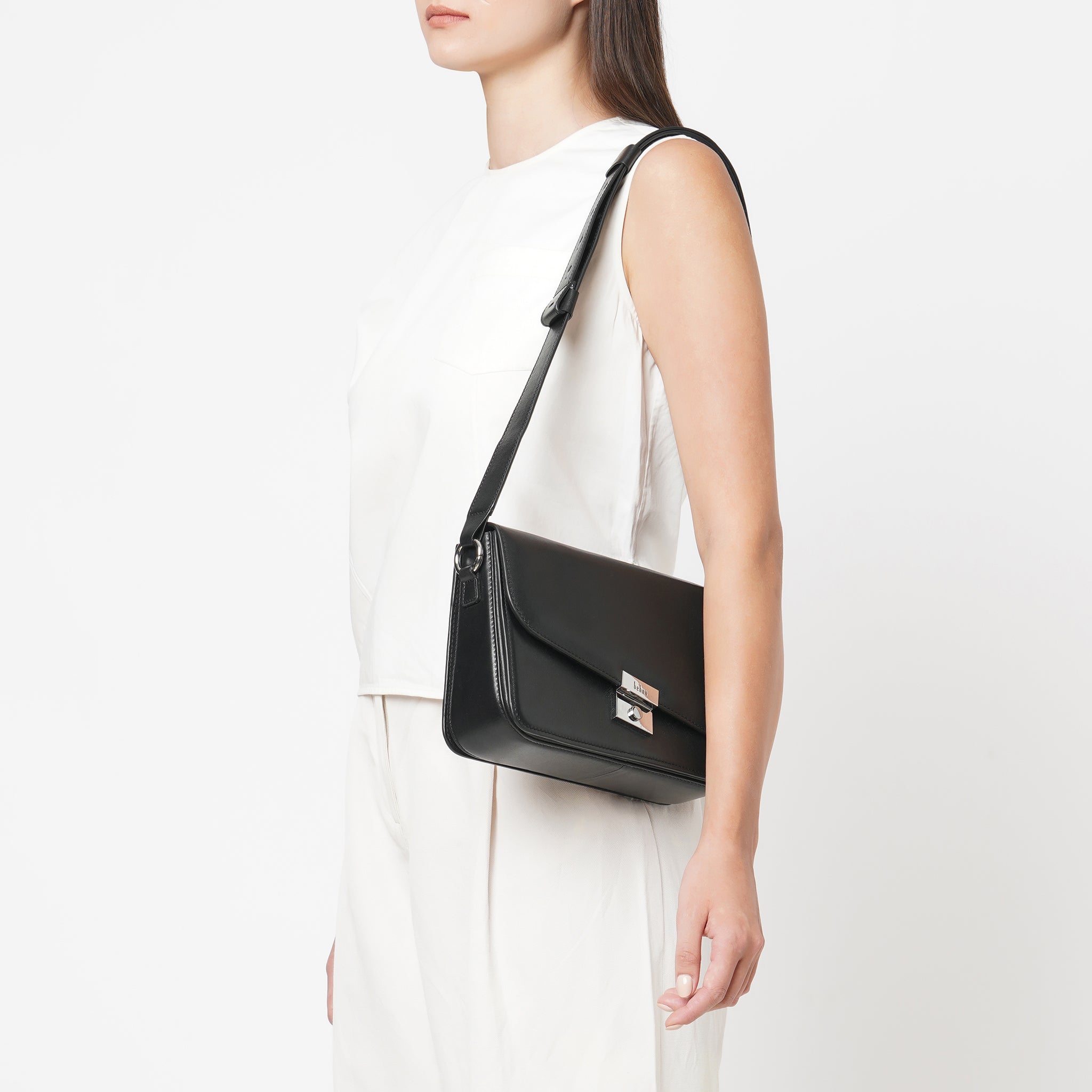 Behno Simone Mini Pebble Leather Crossbody Bag-Black (Shoulder bags,Cross  Body Bags)