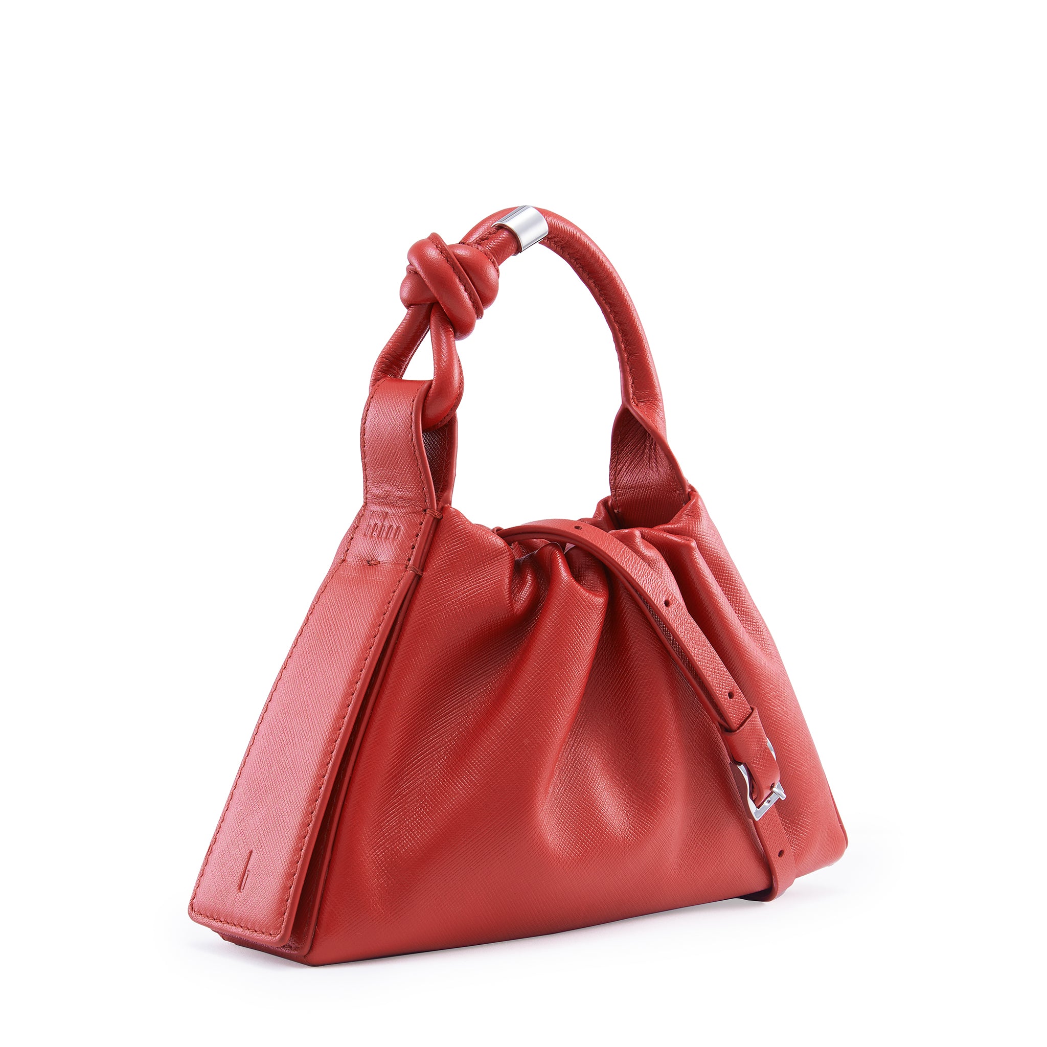 【PORTERNA】Radi Baguette Shoulder Bag Baguettes Ruched Mini Leather Shoulder Bag In Red | eBay