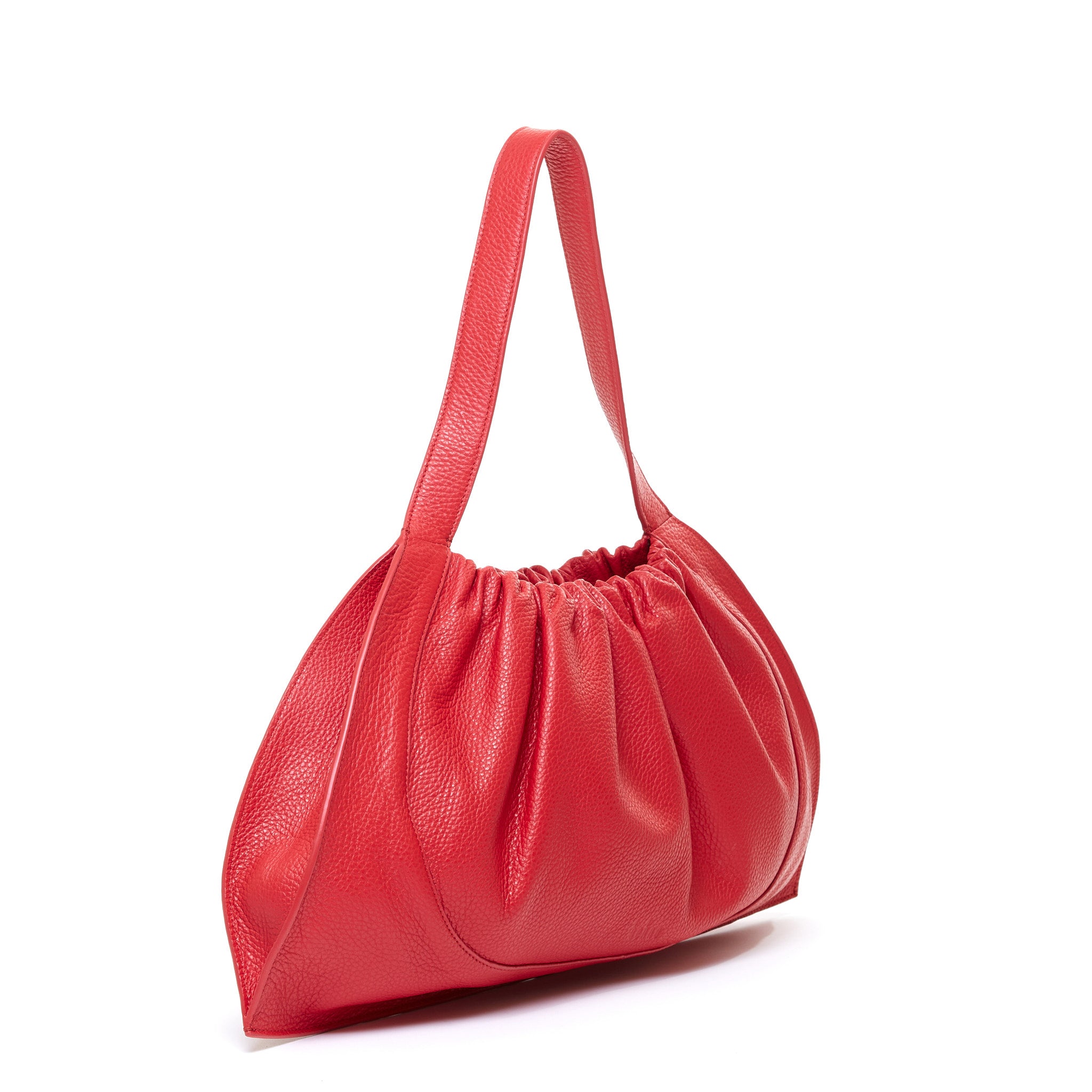 Small Red Leather Hobo Bag - Slouchy Shoulder Purse