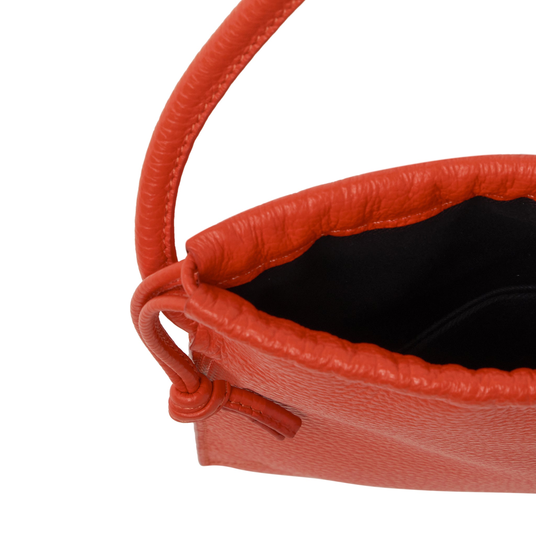 Poppy Red Leather compact top handle bag